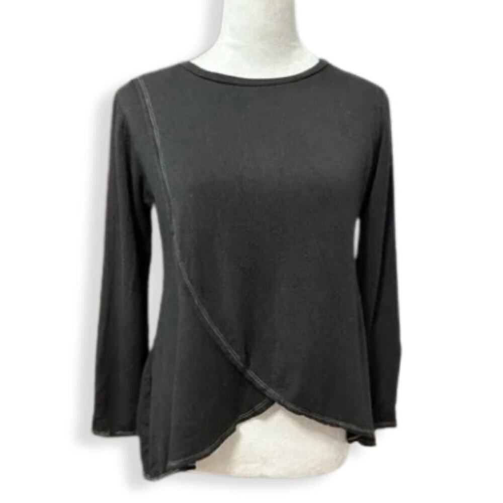 Go Couture Pullover Top Long Sleeve Asymmetric Hemline Black Women's Medium NWOT